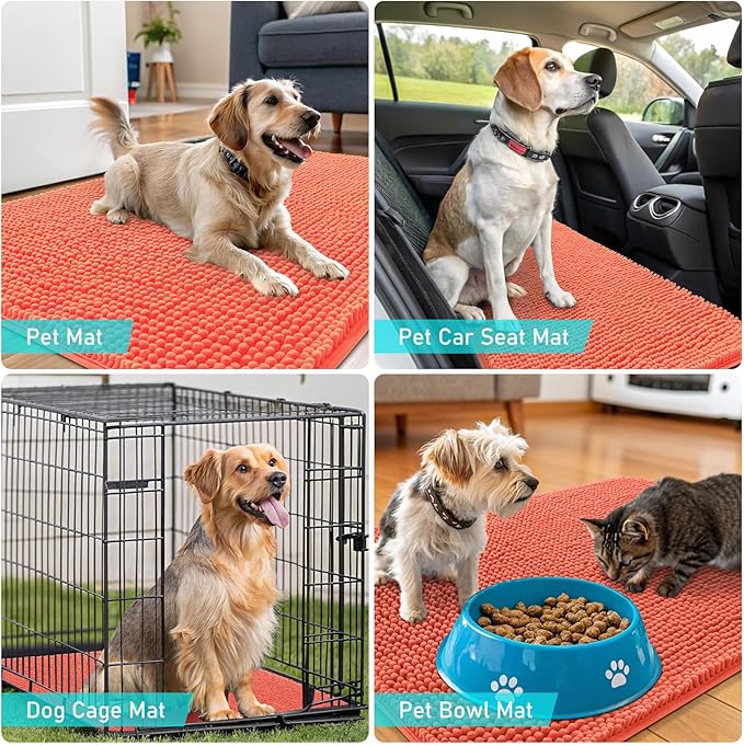 OLANLY Dog Door Mat for Muddy Paws 47x24, Super Absorbent Chenille Mud Mat | - Image 7