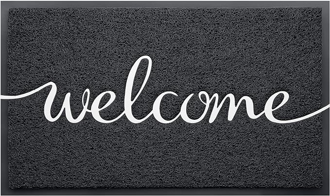 Black Door Mat Welcome Mats Outdoor Indoor Doormat by CozyBounty