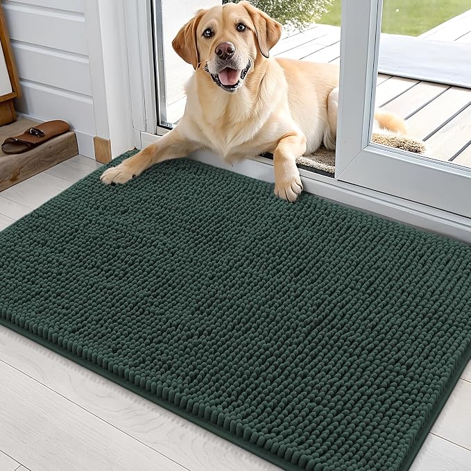 OLANLY Dog Door Mat for Muddy Paws 35x24, Super Absorbent Chenille Mud Mat | by OLANLY