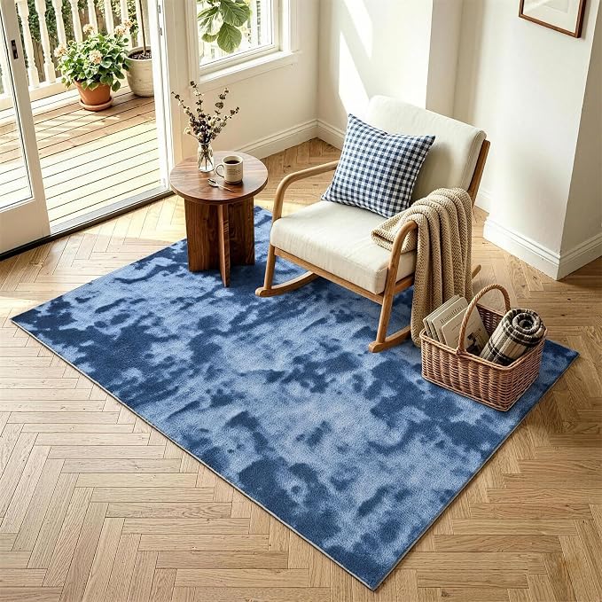 3x5 Tie-dye Dark Teal Area Rug Washable Non-Slip Soft - Image 3