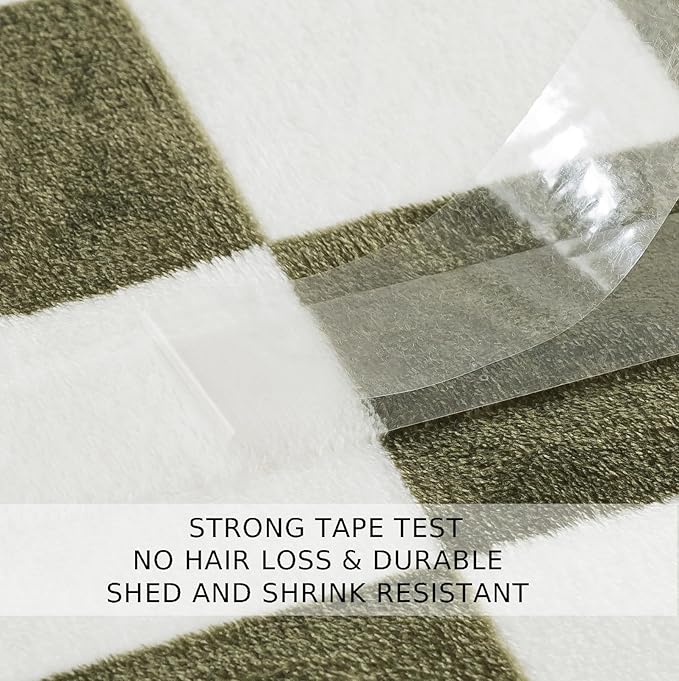 Checkered Queen Size Blanket,90x90 Inches Sage Green Microfiber Soft Cozy Fluffy Warm Hand Made Queen Throw Blankets for Queen Full Bed,Couch, Sofa, Chair, Camping, Picnic,Sage Green