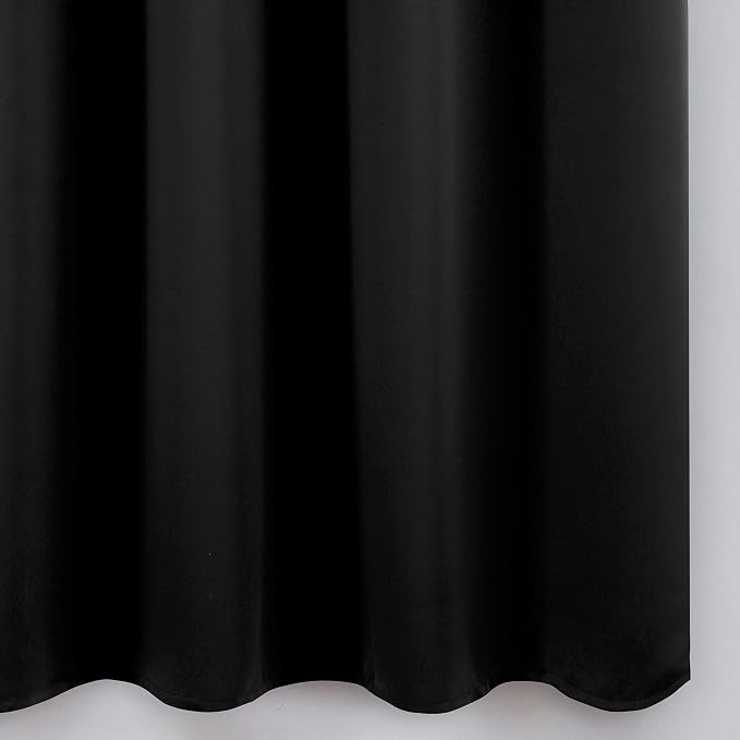 Black Blackout Curtains 34 x 84 Inch Length/Set of 2 Curtain Panels/Thermal - Image 9