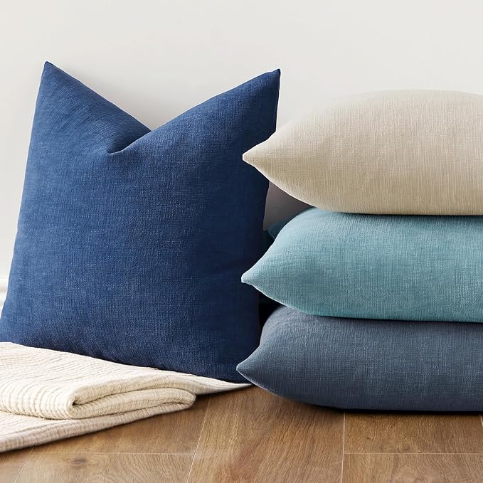MIULEE Navy Blue Chenille Couch Lumbar Throw Pillow Covers, 12x20 | Set of 2 - Image 7