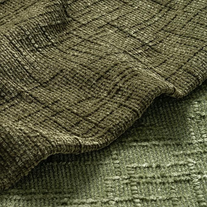 MIULEE Chenille Textured Throw Pillow Covers Olive Green 18x18 Set of 2 | - Image 2