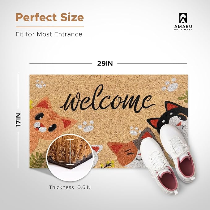 Coir Welcome Mat, 17 x 29 in | 100% Natural Coir, Anti-Shedding, Durable PVC - Image 2