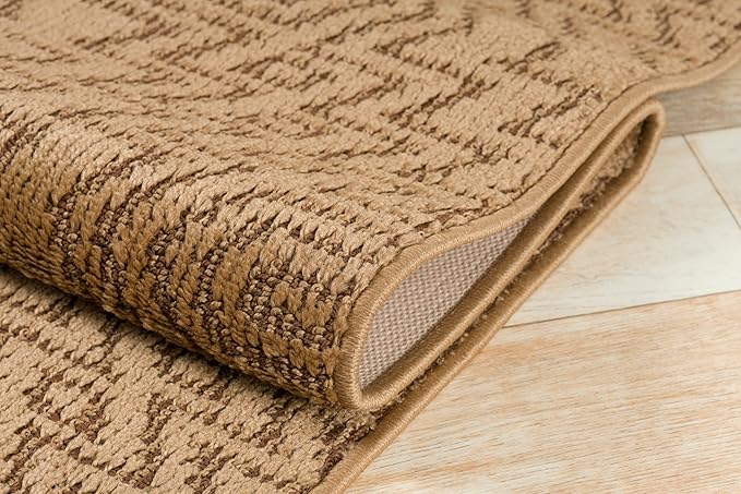 Custom Length Cut to Size Tribal Ethnic Southwestern Inspired Hallway Runner Rug, Non Slip Rubber Backed, 31 inch Wide X Customized Length, Inca Tan, 31 inch X 14 feet
