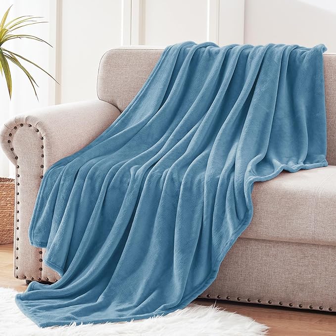 Exclusivo Mezcla Fleece Throw Blanket for Couch, Sofa, 300GSM Super Soft and Warm Blankets, Slate Blue Throw All Season Use, Cozy, Plush, Lightweight, 50x60 Inches