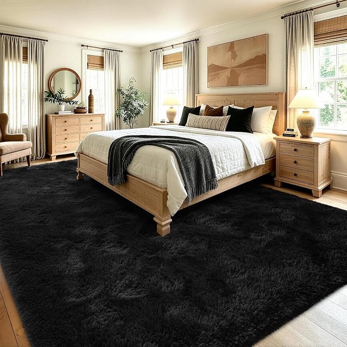 7x10 Large Black Fluffy Soft Area Rug Non-Slip - Image 4