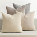 MIULEE Decorative Chenille Pillow Covers Neutral Beige 20x20 Pack of 4 | Modern by MIULEE