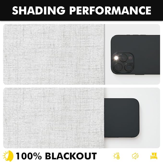MIULEE 100% Blackout Linen Curtains 42 x 96 Inch Heathered White 2 Panels | - Image 7