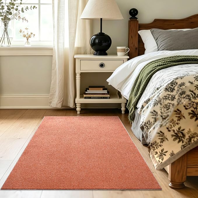 3x5 Orange/White Area Rug Washable Non-Slip Soft Thin - Image 4