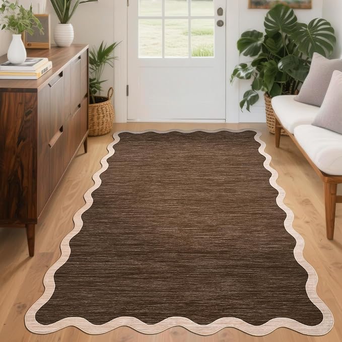 GarveeHome Scalloped Area Rug 4x6 Washable Rug Non Slip | Modern Traditional - Image 3