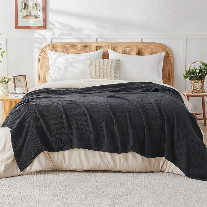 EMME Muslin Blankets for Adults Throw Blanket for Couch Breathable Gauze Soft - Image 7