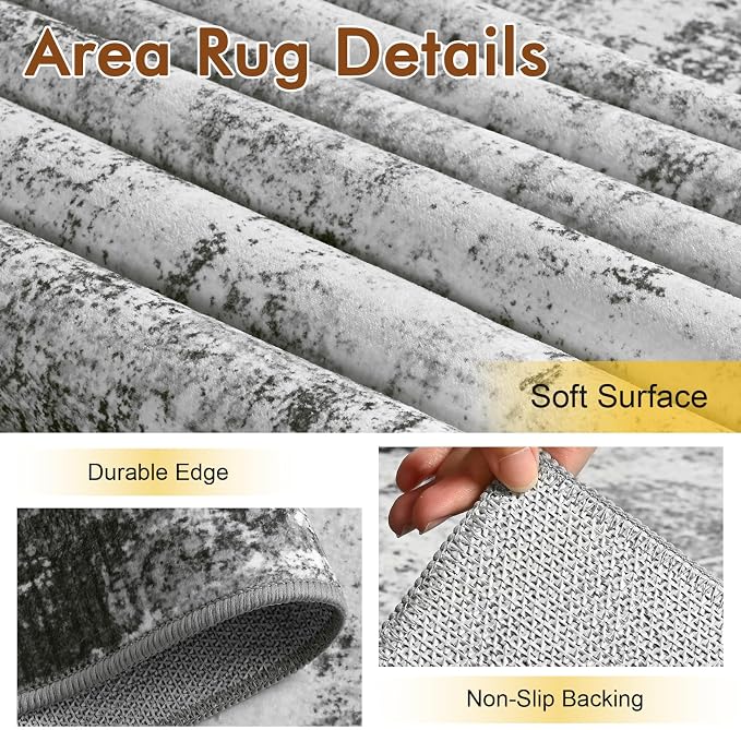 5x7 Ft Area Rugs for Living Room, Soft Non-Slip Washable Rugs Modern Abstract - Image 6