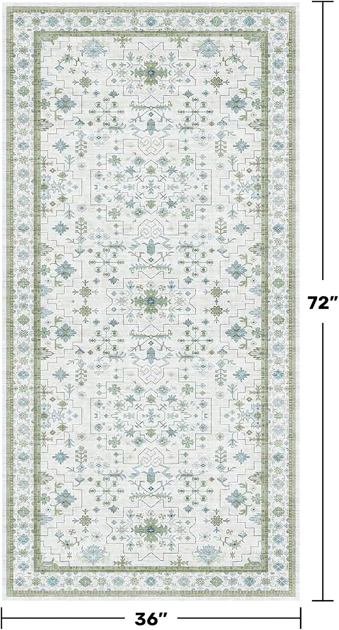 Blue and Green Washable Rugs 3x6 - Image 2