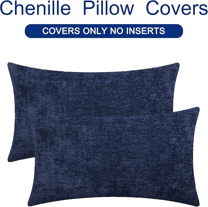 CaliTime Decorative Couch Throw Pillow Covers 26 X 16 Inches Navy Blue | Pack - Image 6