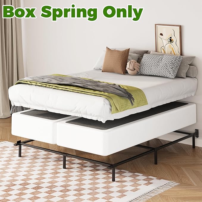 EMODA 7 Inch Split Full Size Box Spring Bed Base, 3500LBS Heavy Duty Metal Box Spring Full Mattress Foundation with Fabric Cover, Noise-Free, Non Slip, Easy Assembly