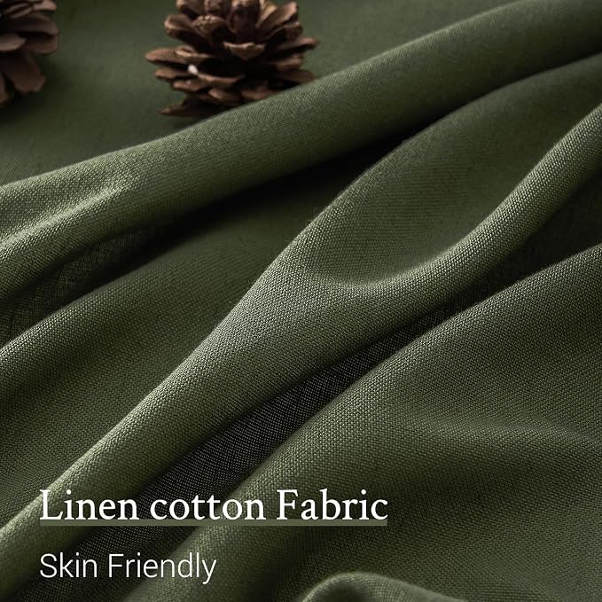 Topfinel 96 Inches Long Pinch Pleated Semi Sheer Curtains, Olive Green Linen - Image 4