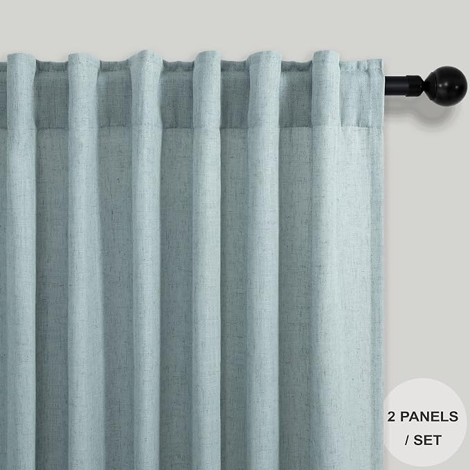 Aqua Curtains 108 Inches Long for Kids Room 2 Panels Set Back Tab Pocket Drapes - Image 2