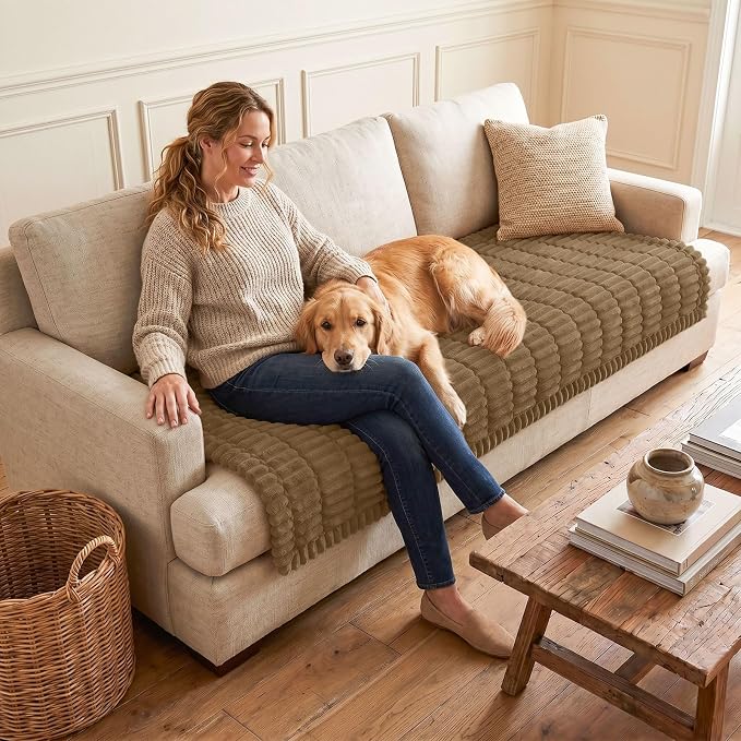 Couch Cover for Dogs, Washable Non Slip Plush Flannel Sofa Protector | Thick - Image 2