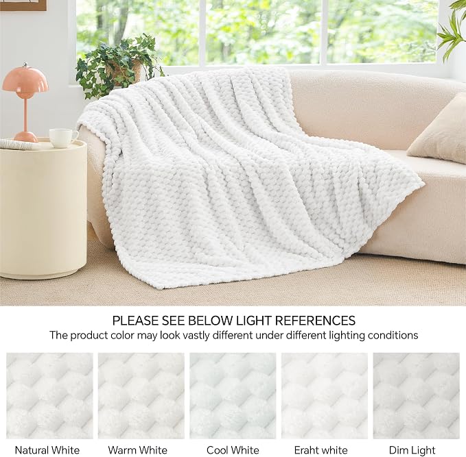 BEDELITE White Queen Blanket for Bed, Soft Cozy Gifts for Women, 90 * 90 | 3D - Image 6