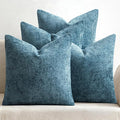 MIULEE Soft Decorative Chenille Pillow Covers Smoke Blue 18x18 Pack of 4 | by MIULEE