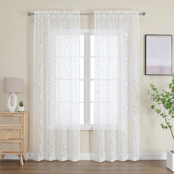 Furman Ivory Sheer Curtains 96 inches Long - Image 2
