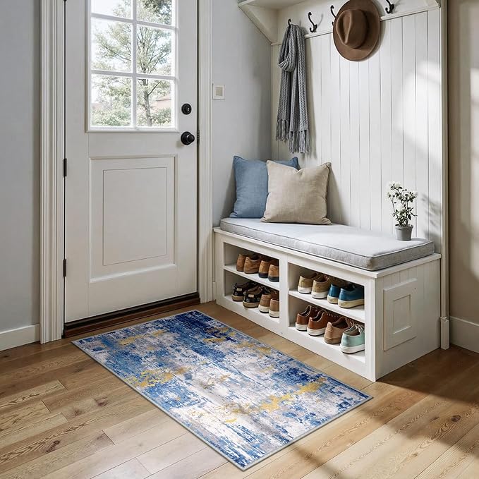 RELEANY Washable 2'x4' Abstract Area Rug by RELEANY