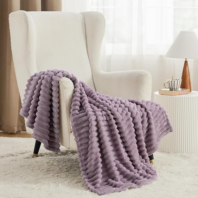 Bedsure Soft Twin Blanket for Bed Decor Gifts Light Purple 60"x80" | Birthday - Image 2