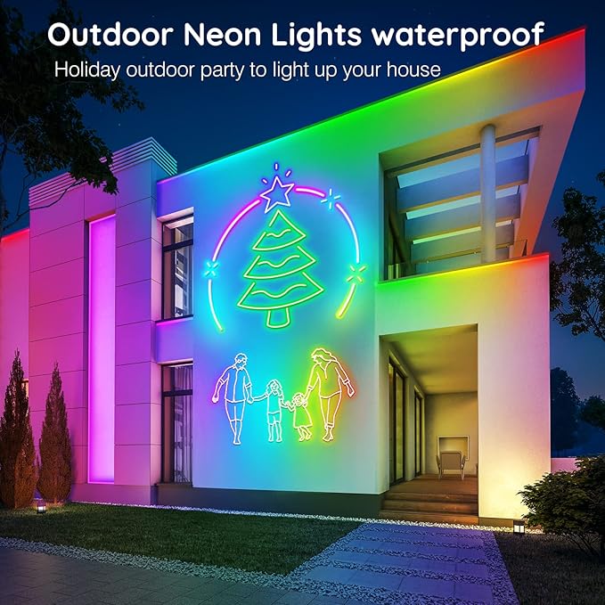 AILBTON 100FT Led Neon Rope Lights Control with App/Remote,Flexible Led Rope Light,Multiple Modes,IP65 Outdoor RGB Lights Waterproof,Music Sync Gaming Led Neon Strip Light for Bedroom Decor