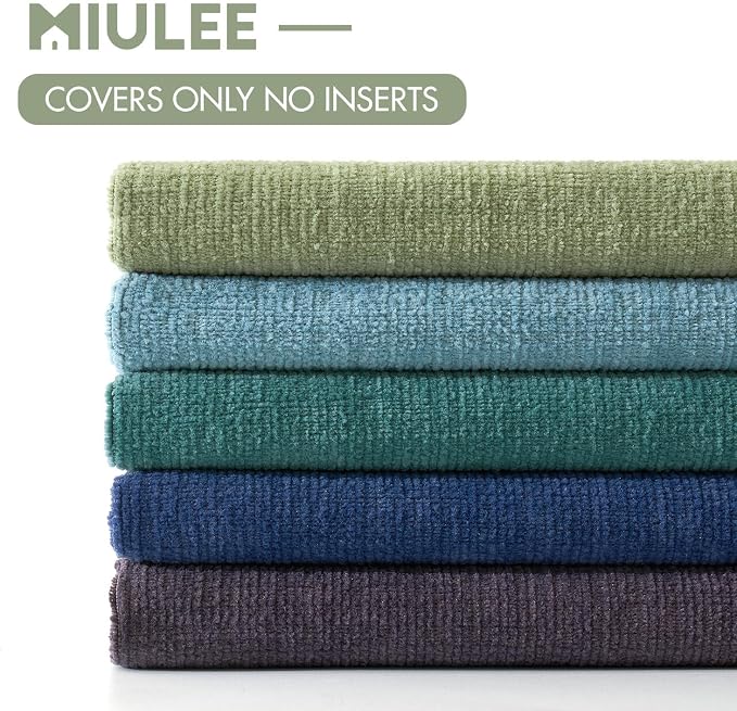 MIULEE Teal Chenille Couch Euro Throw Pillow Covers, 22x22 | Set of 2, Soft - Image 6