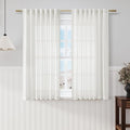 Off White Cafe Curtains 54 Inch Length Set 2 Panel Back Tab Pocket Semi Sheer by Nanspring