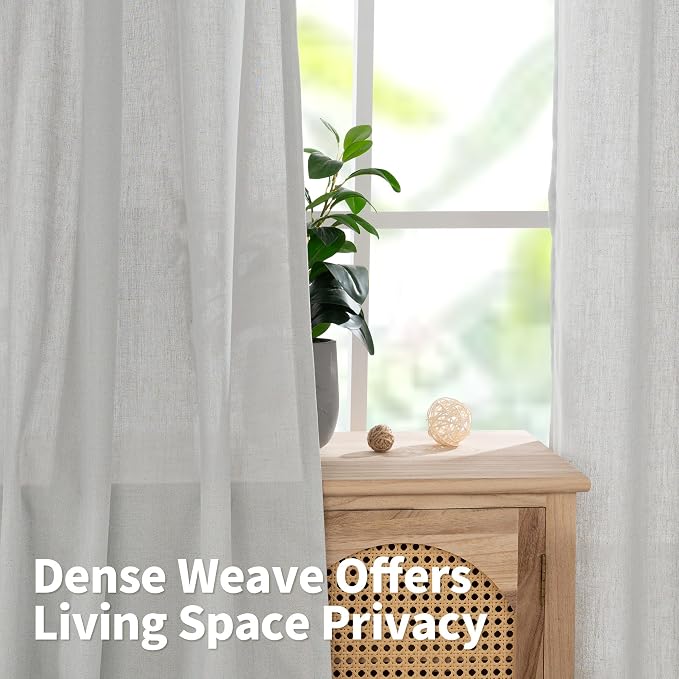 YoungsTex Light Grey Linen Curtains 84 Inches Long - Image 3