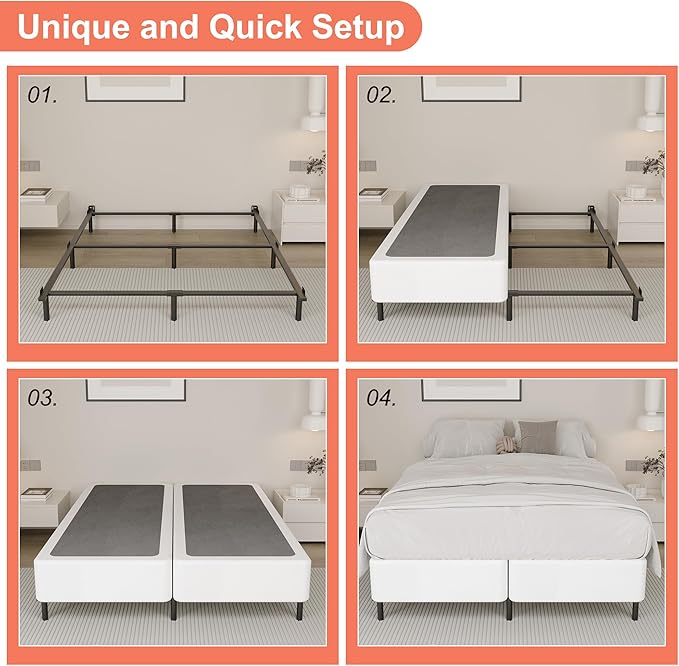 9 Inch Split Queen Box Spirng High Proflie Metal Box Spring for Queen Bed with Fabric Cover,Heavy Duty, Mattress Foundation, Easy Assembly, Noise Free