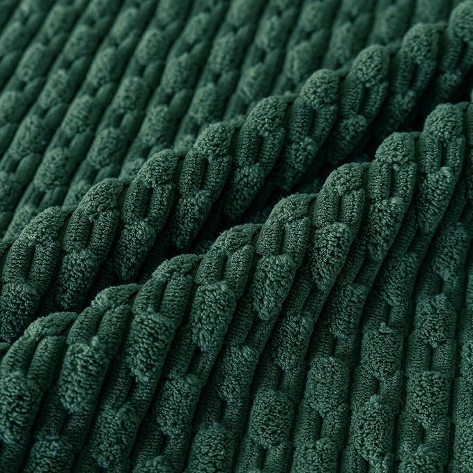 Set of 4 Dark Green Decorative Throw Pillow Covers 12x20 Inch Corduroy Pillow - Image 4