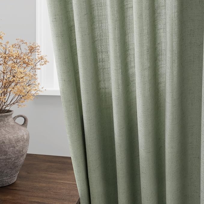 Desert Sage Linen Curtains 63 Inches Long 2 Panel Sets - Image 4