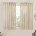 Semi Sheer Linen Curtains 45 Inches Long 2 Panels by LAMIT