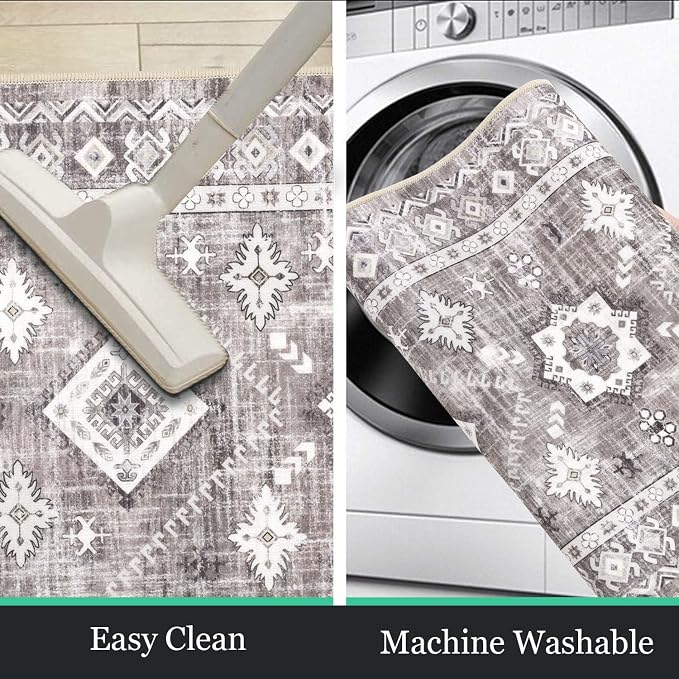 HEBE Boho Kitchen Rugs Set of 3, Non Slip Washable Kitchen Mats - Image 4