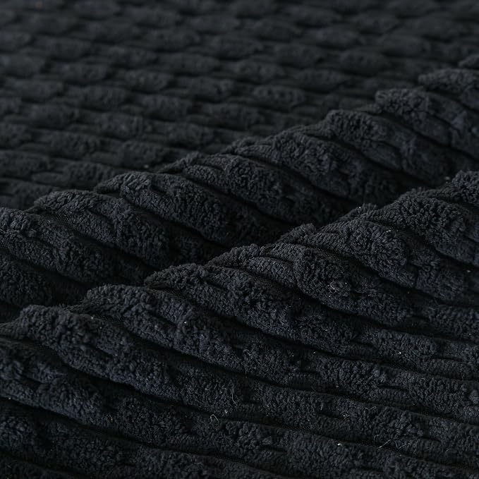 Set of 4 Black Decorative Throw Pillow Covers 18x18 Inch Corduroy Pillow Covers - Image 5