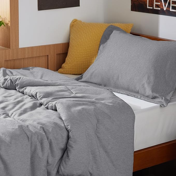 Bedsure Twin/Twin XL Comforter Set - Dark Grey Soft Bedding for All Seasons, Cationic Dyed Bed Set, 2 Pieces, 1 Twin Size Comforter (68"x88") and 1 Pillow Sham (20"x26"+2")