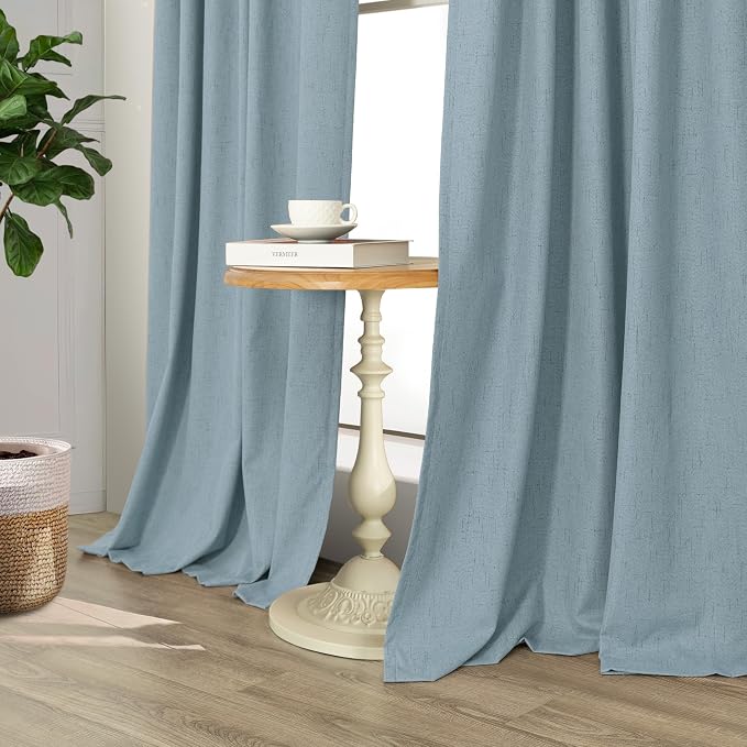 Dusty Blue Blackout Curtains for Living Room 84 Inch Length 2 Panel Farmhouse - Image 7