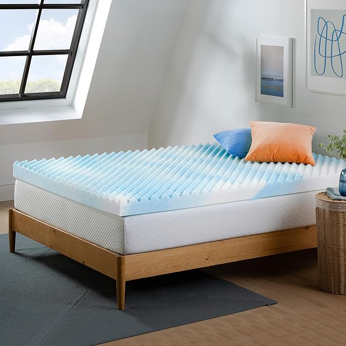 ZINUS 4 Inch Swirl Gel Cooling Memory Foam Mattress Topper, Smaller, More Convenient WonderBox Packaging, Cooling, Airflow Design, CertiPUR-US Certified, King