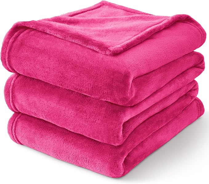 BEDELITE Fleece Blanket Soft Plush King Size Bed Blanket Hot Pink 108"x90" | - Image 7