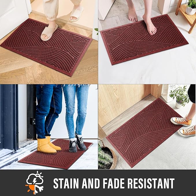 Sturdy Front Door Mat, Absorbent Muddy Dirt Resist Welcome Door Mats Outdoor - Image 4