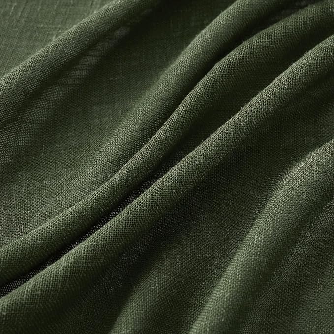 MIULEE Olive Green Linen Curtains 52x54 Inch Length 2 Panels - Image 4