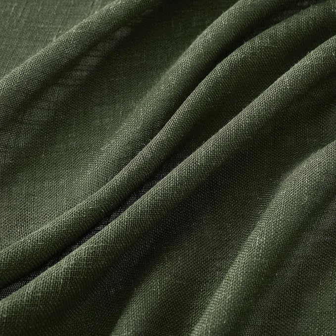 MIULEE Olive Green Linen Curtains 52x102 Inch Length 2 Panels - Image 4