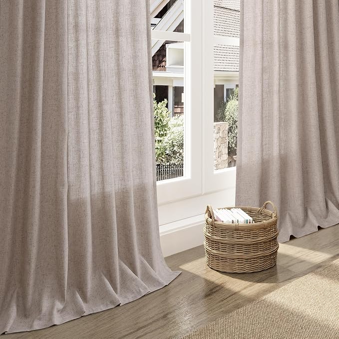 Brownish Grey Linen Curtains 90 Inch Length 2 Panels Set - Image 6