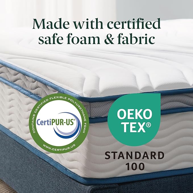 ZINUS 10 Inch Spring Sensation Hybrid Mattress [New Version], Queen, Fiberglass Free, Medium Firmness, Durable Support, Certified Safe Foams & Fabric, Mattress in A Box