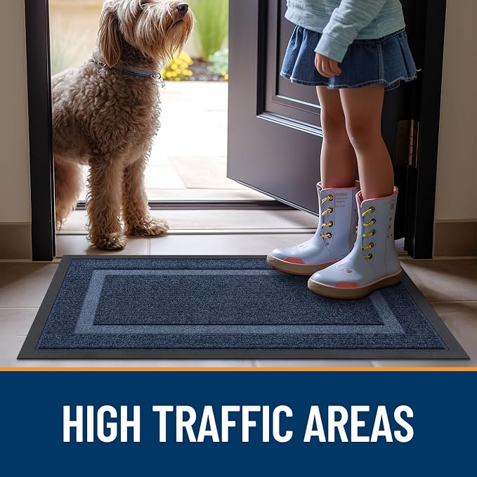 OLANLY Front Door Mat Outside 71x23, All-Season Heavy-Duty Rubber Doormat | Blue - Image 7
