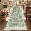 Yamaziot 3x8 Washable Hallway Runner Rug Non Slip Floral Carpet, Sage Green | by Yamaziot